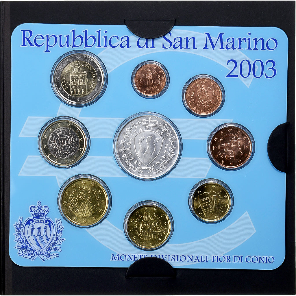 San Marino, Euro-Set, 2003, Rome, 1 cent to 5 euro, FDC, Sin información