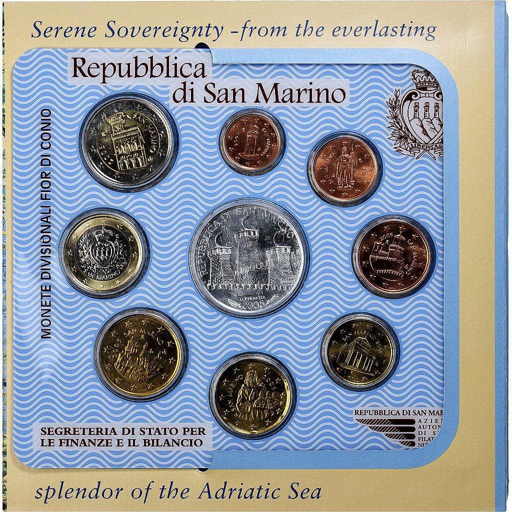 San Marino, 1 Cent to 10 Euro, 2005, FDC, Sin información