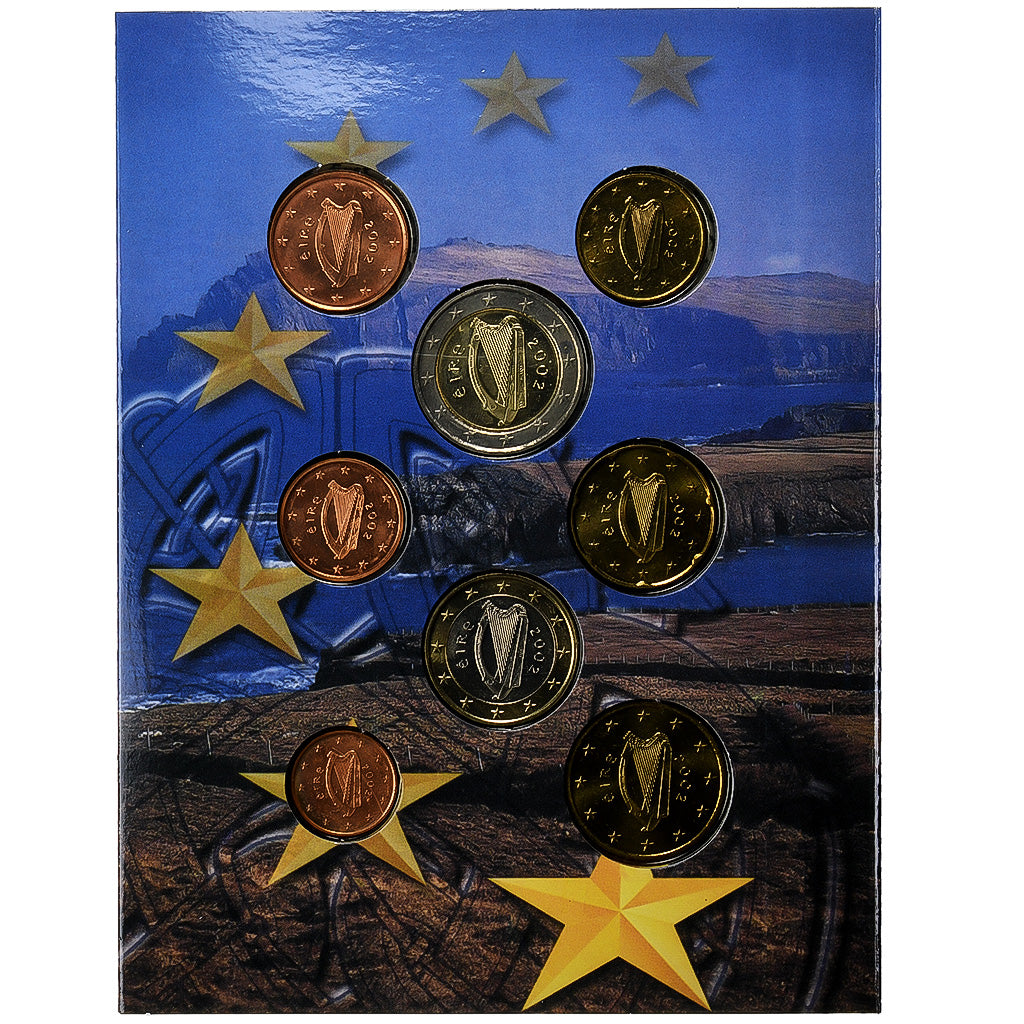 Irlandia, 1 Cent to 2 Euro, euro set, 2002, Central Bank of Ireland, MS(65-70)