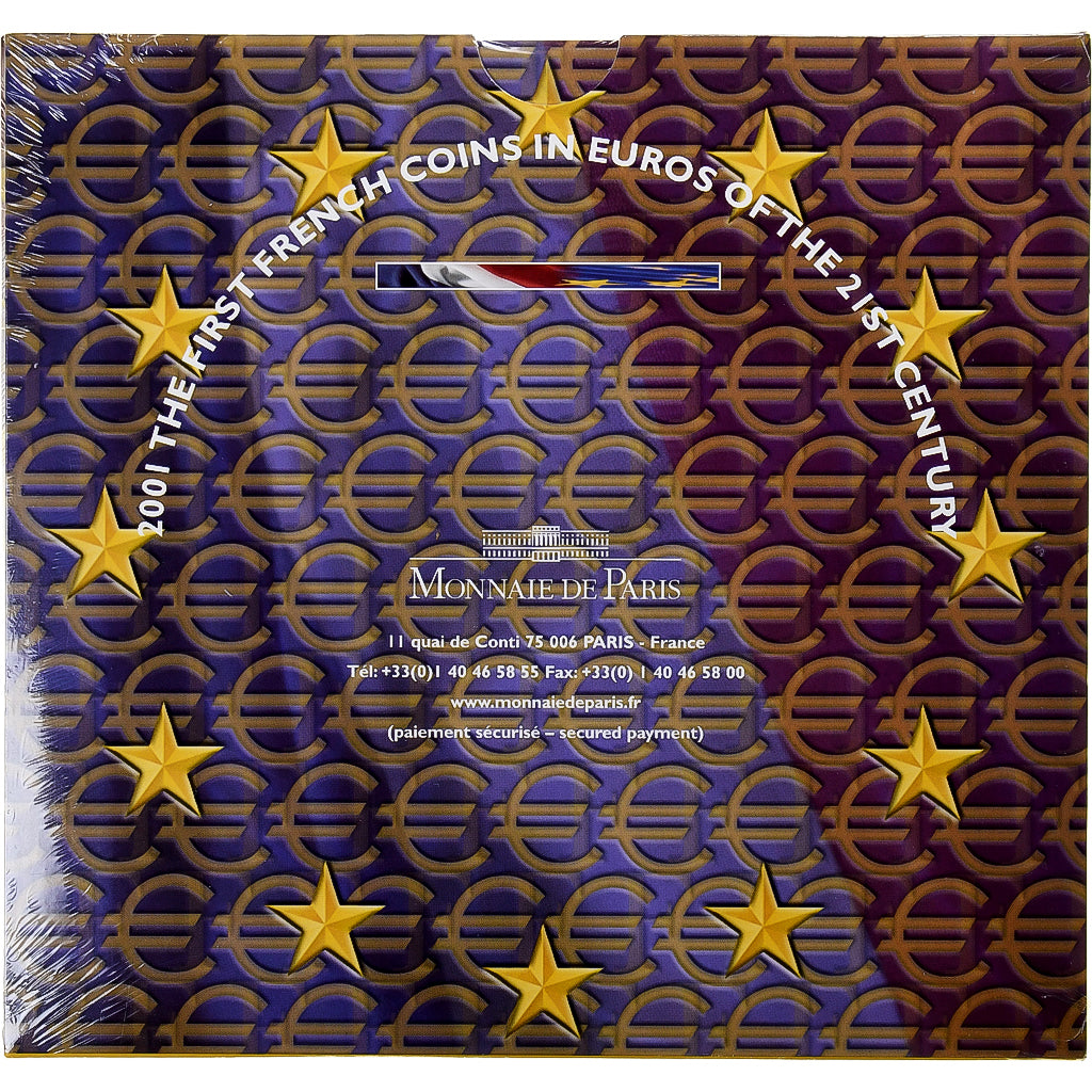France, 1 Cent to 2 Euro, 2001, Monnaie de Paris, BU, MS(65-70)