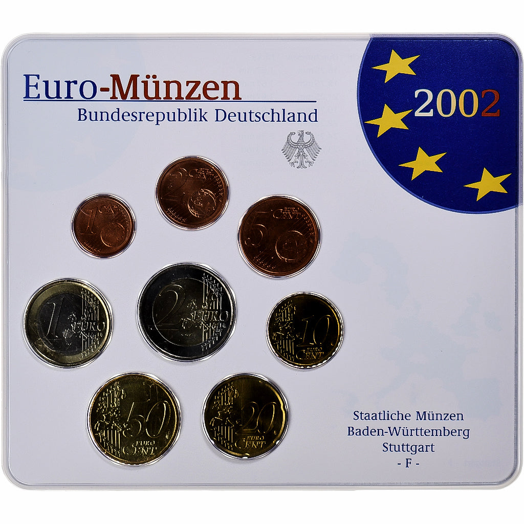 Deutschland, 1 Cent to 2 Euro, 2002, Stuttgart, euro set, STGL