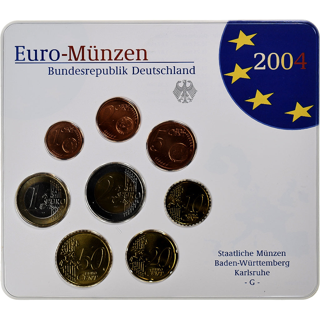 Alemania, 1 Cent to 2 Euro, 2004, Karlsruhe, Set Euro, FDC, Sin información