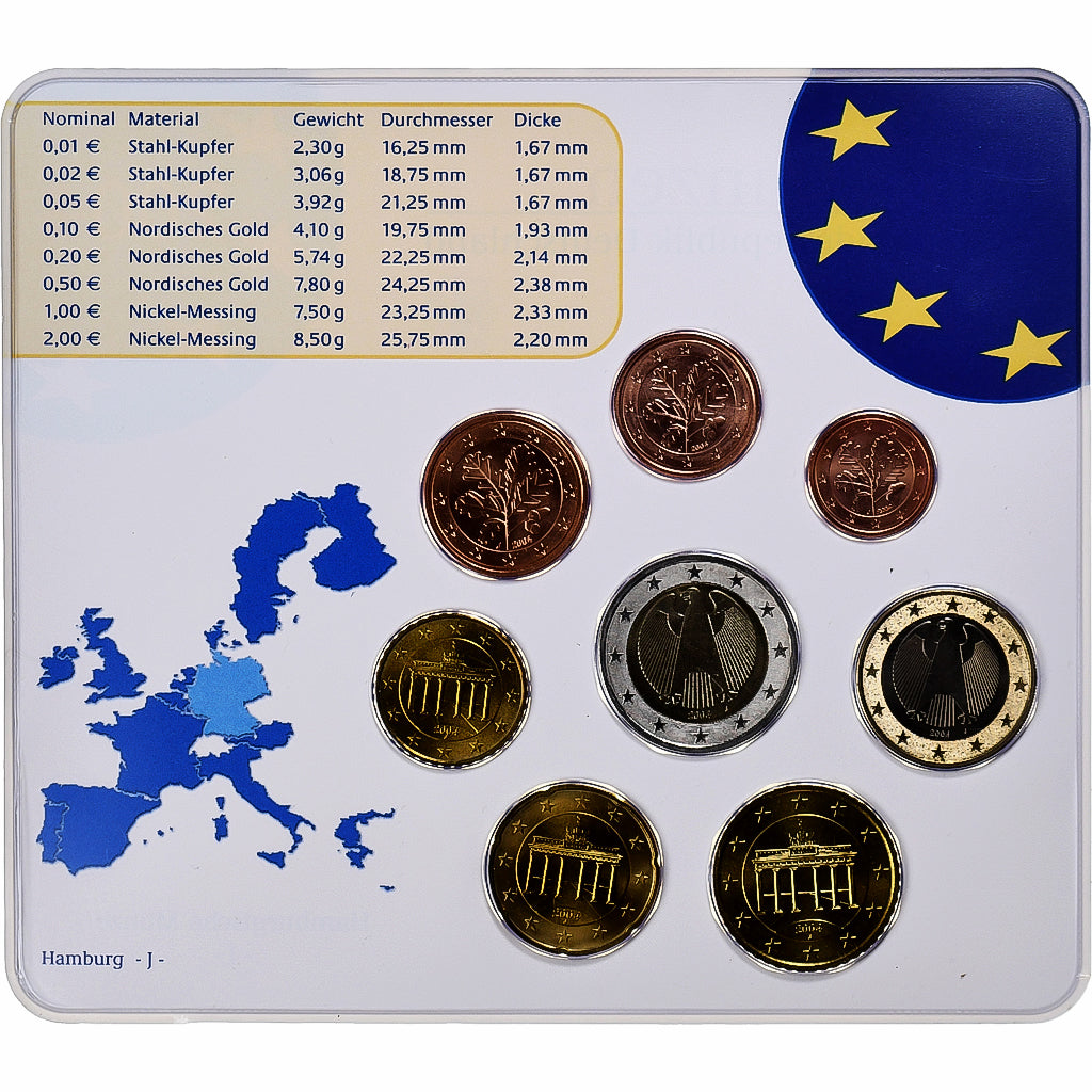 Alemania, 1 Cent to 2 Euro, 2004, Hambourg, Set Euro, FDC, Sin información