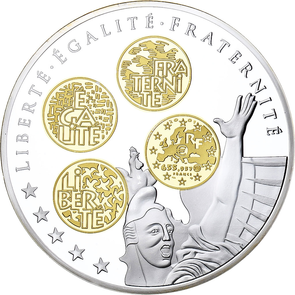 Francia, medaglia, 10 ans d'adieu au Franc, Liberté, Égalité, Fraternité