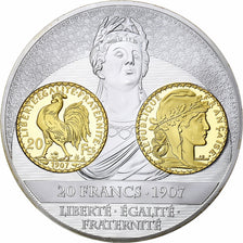 Francja, medal, Histoire de la monnaie Française, 20 Francs 1907, Miedź