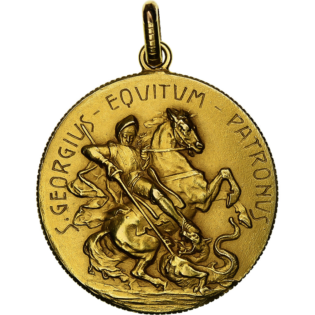 France, Medal, Saint Georges Terrassant le Dragon, MS(63), Gold