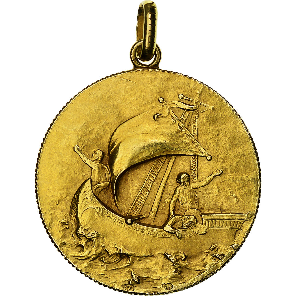 France, Medal, Saint Georges Terrassant le Dragon, MS(63), Gold