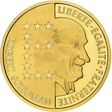 Francja, Schuman, 10 Francs, 1986, MS(63), Złoto, KM:958c, Gadoury:825