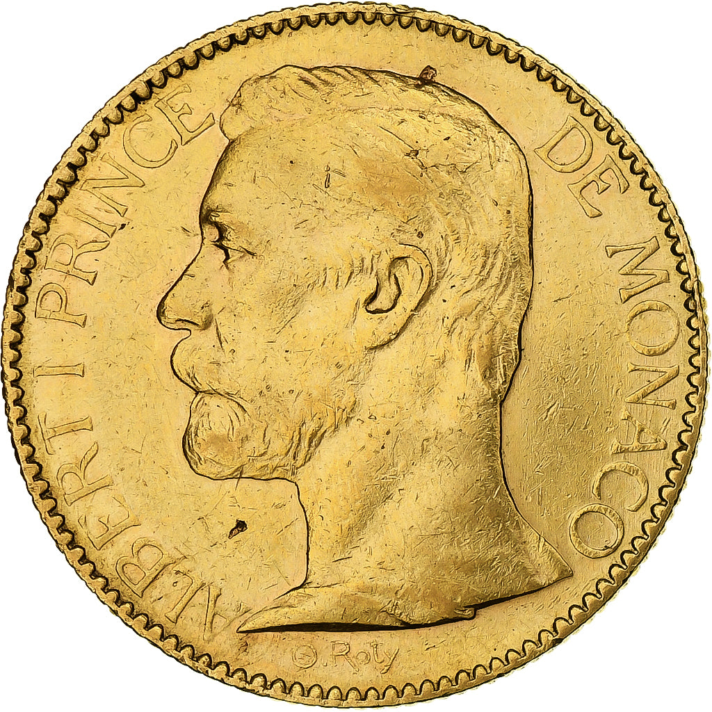 Coin, Monaco, Albert I, 100 Francs, Cent, 1896, Paris, AU(50-53), Gold, KM:105