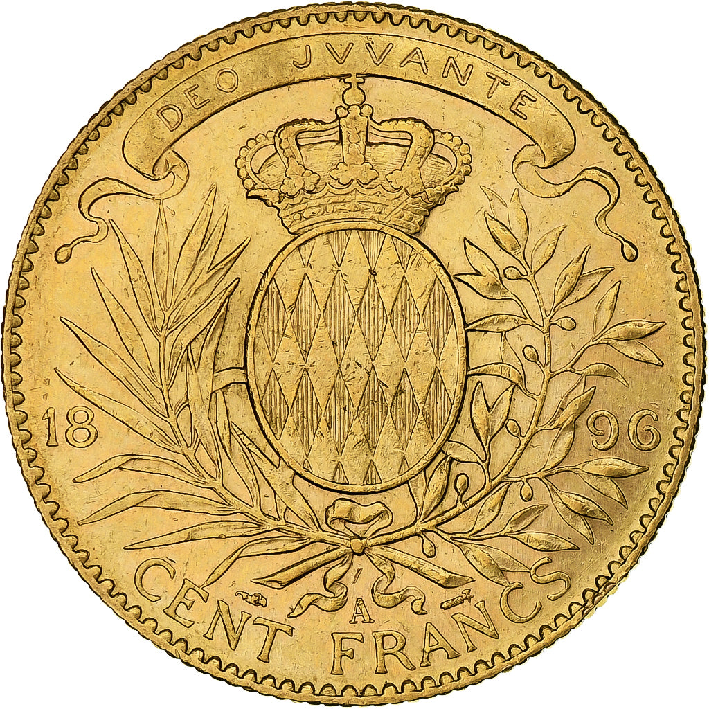 Coin, Monaco, Albert I, 100 Francs, Cent, 1896, Paris, AU(50-53), Gold, KM:105