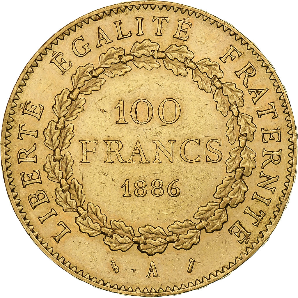 Moneta, Francja, Génie, 100 Francs, 1886, Paris, AU(50-53), Złoto, KM:832