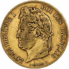 Moeda, França, Louis-Philippe, 20 Francs, 1840, Paris, VF(30-35), Dourado