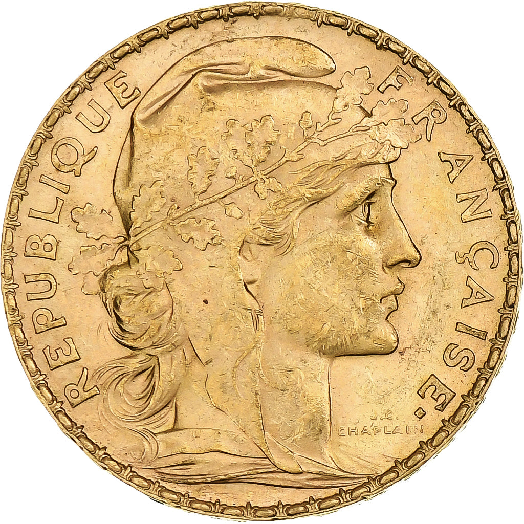 France, Marianne, 20 Francs, 1912, Paris, Flan pelé, AU(55-58), Gold, KM:857