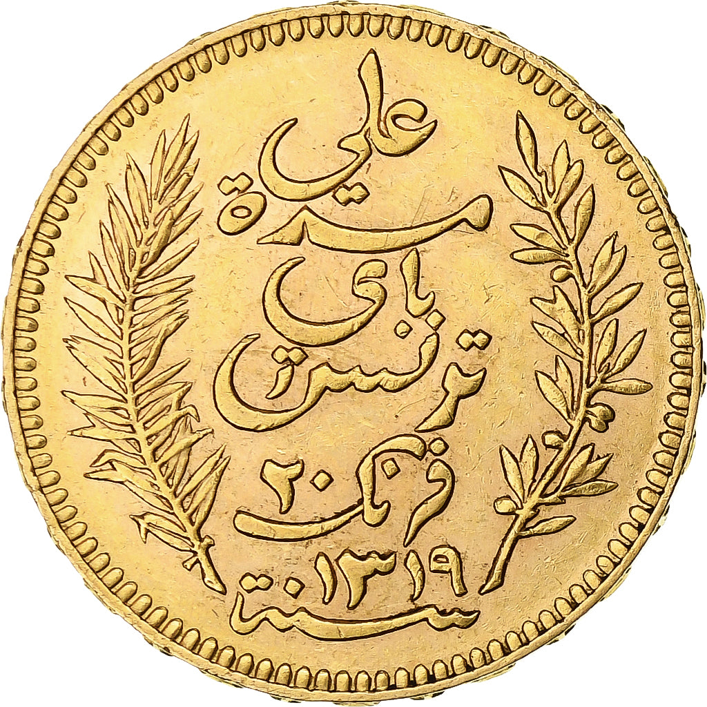 Tunisie, Ali Bey, 20 Francs, 1901, Paris, TTB+, Or, KM:227