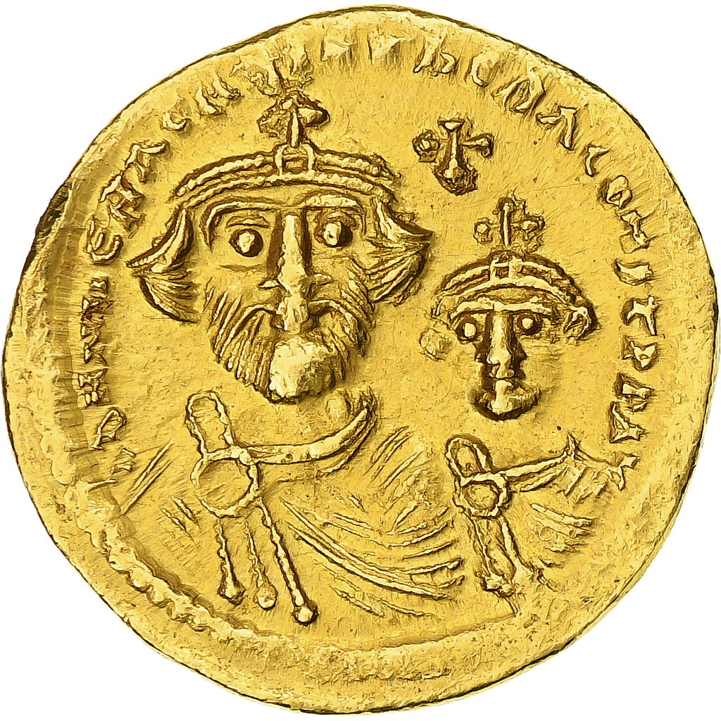 Heraclius, with Heraclius Constantine, Solidus, 616-625, Constantinople, Gold