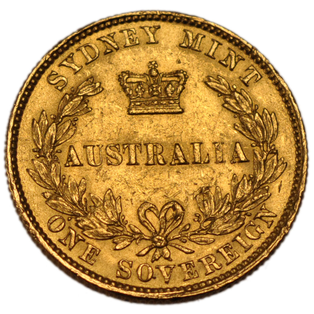 Australia, 1 Sovereign, 1865, Sydney, KM #4, AU(50-53), Gold, 7.90