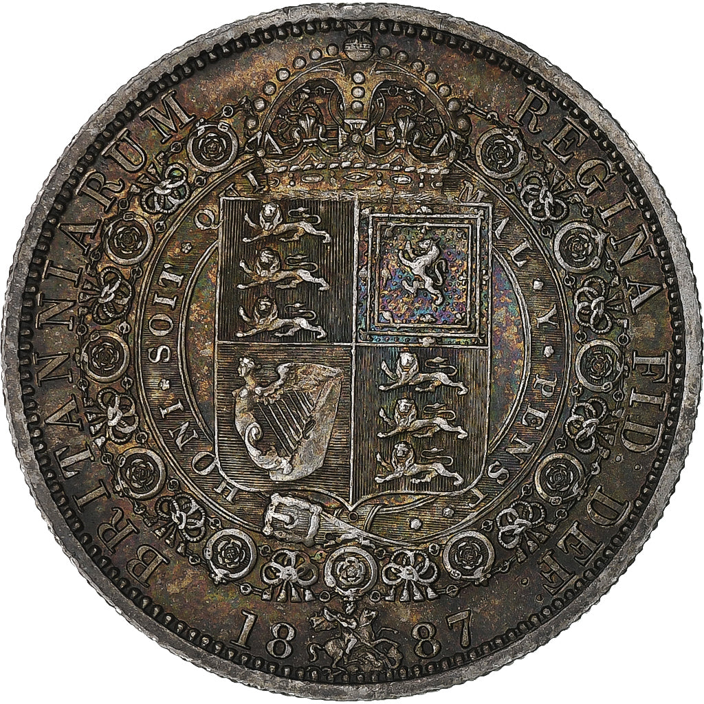 Wielka Brytania, Victoria, 1/2 Crown, 1887, London, MS(63), Srebro, KM:764