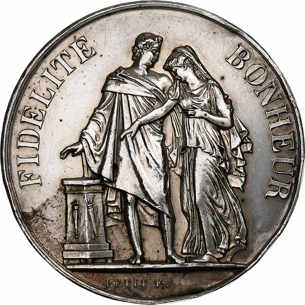 France, Medal, Mariage, Fidélité Bonheur, Religions & beliefs, 1887, Petit