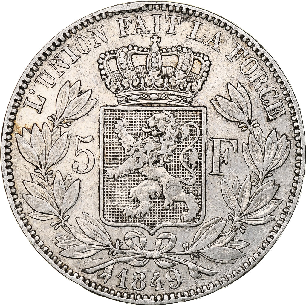 Belgium, Leopold I, 5 Francs, 5 Frank, 1849, Brussels, Silver, VF(30-35), KM:17