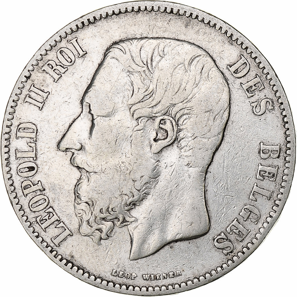 Coin, Belgium, Leopold II, 5 Francs, 5 Frank, 1868, Brussels, VF(30-35), Silver