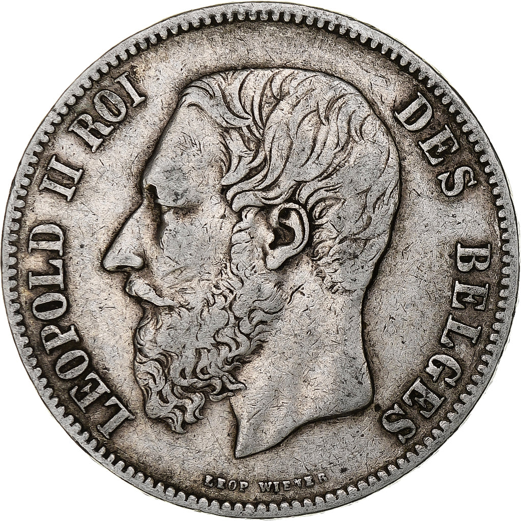 Coin, Belgium, Leopold II, 5 Francs, 5 Frank, 1868, Brussels, VF(30-35), Silver