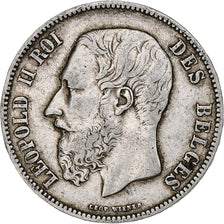 Belgium, Leopold II, 5 Francs, 5 Frank, 1869, Silver, VF(30-35), KM:24