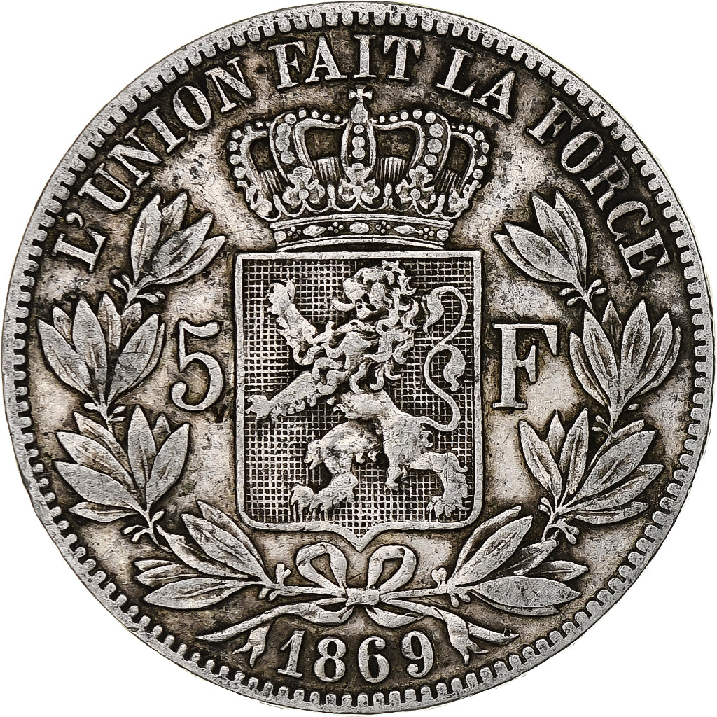 Belgium, Leopold II, 5 Francs, 5 Frank, 1869, Silver, VF(30-35), KM:24