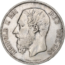 Bélgica, Leopold II, 5 Francs, 5 Frank, 1871, Brussels, BC+, Plata, KM:24