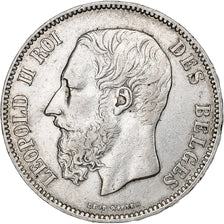 België, Leopold II, 5 Francs, 5 Frank, 1873, ZF, Zilver, KM:24