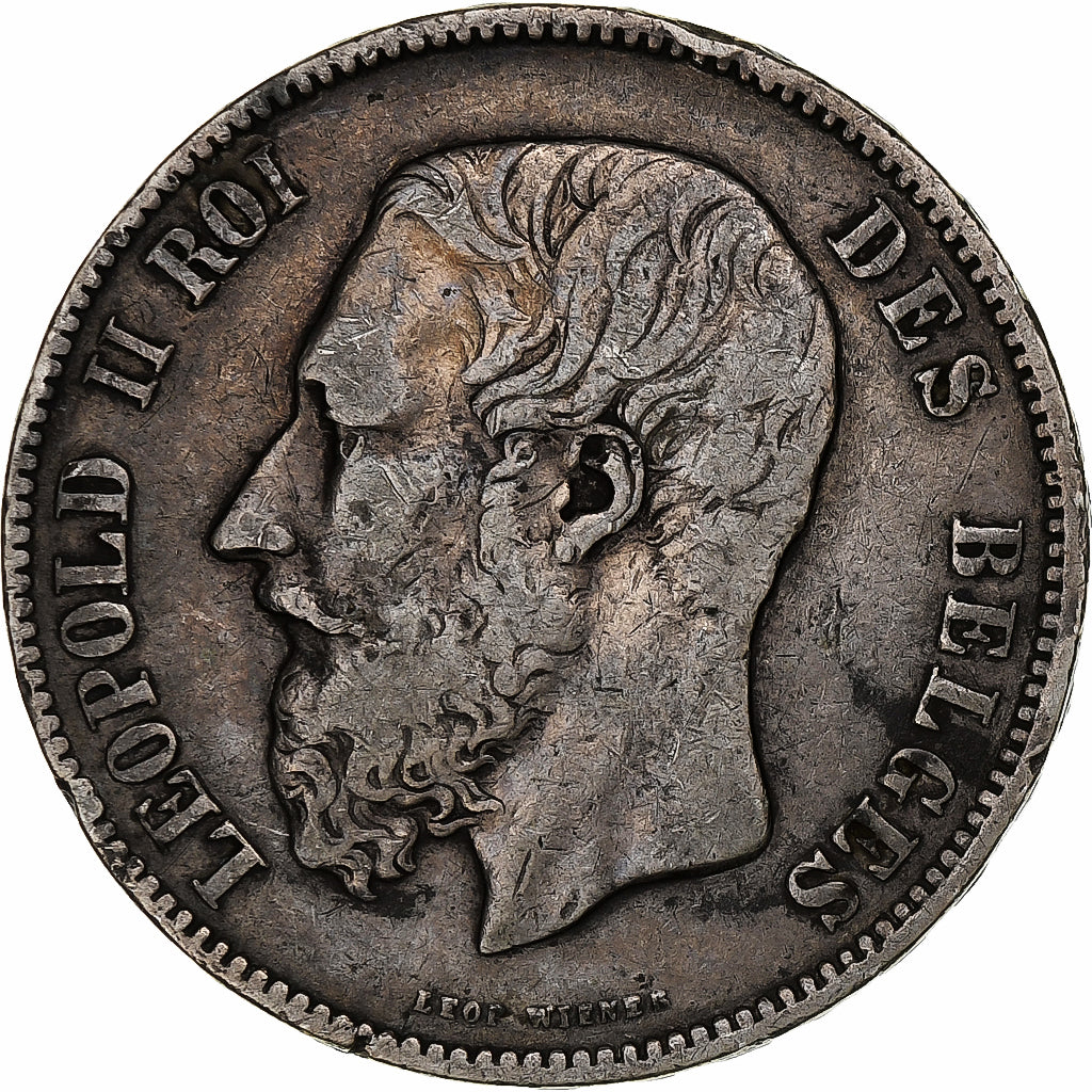 Belgium, Leopold II, 5 Francs, 5 Frank, 1875, Silver, VF(20-25), KM:24