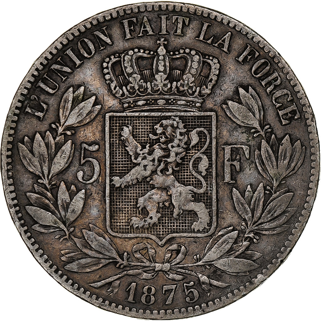 Belgium, Leopold II, 5 Francs, 5 Frank, 1875, Silver, VF(20-25), KM:24