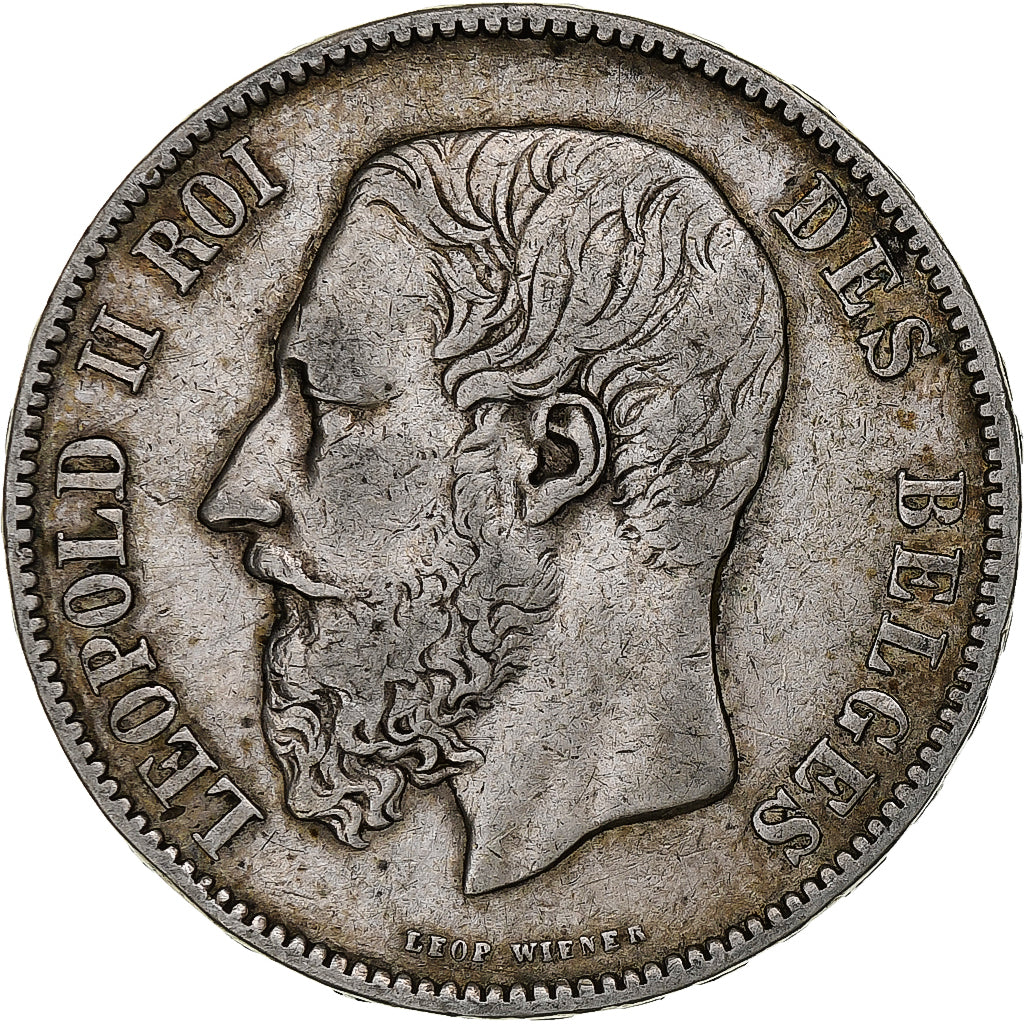 Belgium, Leopold II, 5 Francs, 5 Frank, 1875, Silver, VF(30-35), KM:24