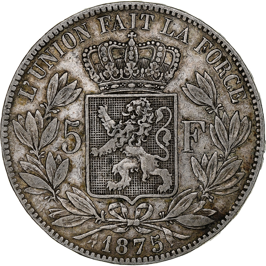 Belgium, Leopold II, 5 Francs, 5 Frank, 1875, Silver, VF(30-35), KM:24