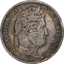 France, 5 Francs, Louis-Philippe, 1831, Lyon, Silver, VF(20-25), Gadoury:677