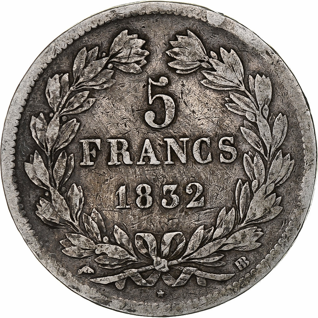 Monnaie, France, Louis-Philippe, 5 Francs, 1832, Strasbourg, TB, Argent