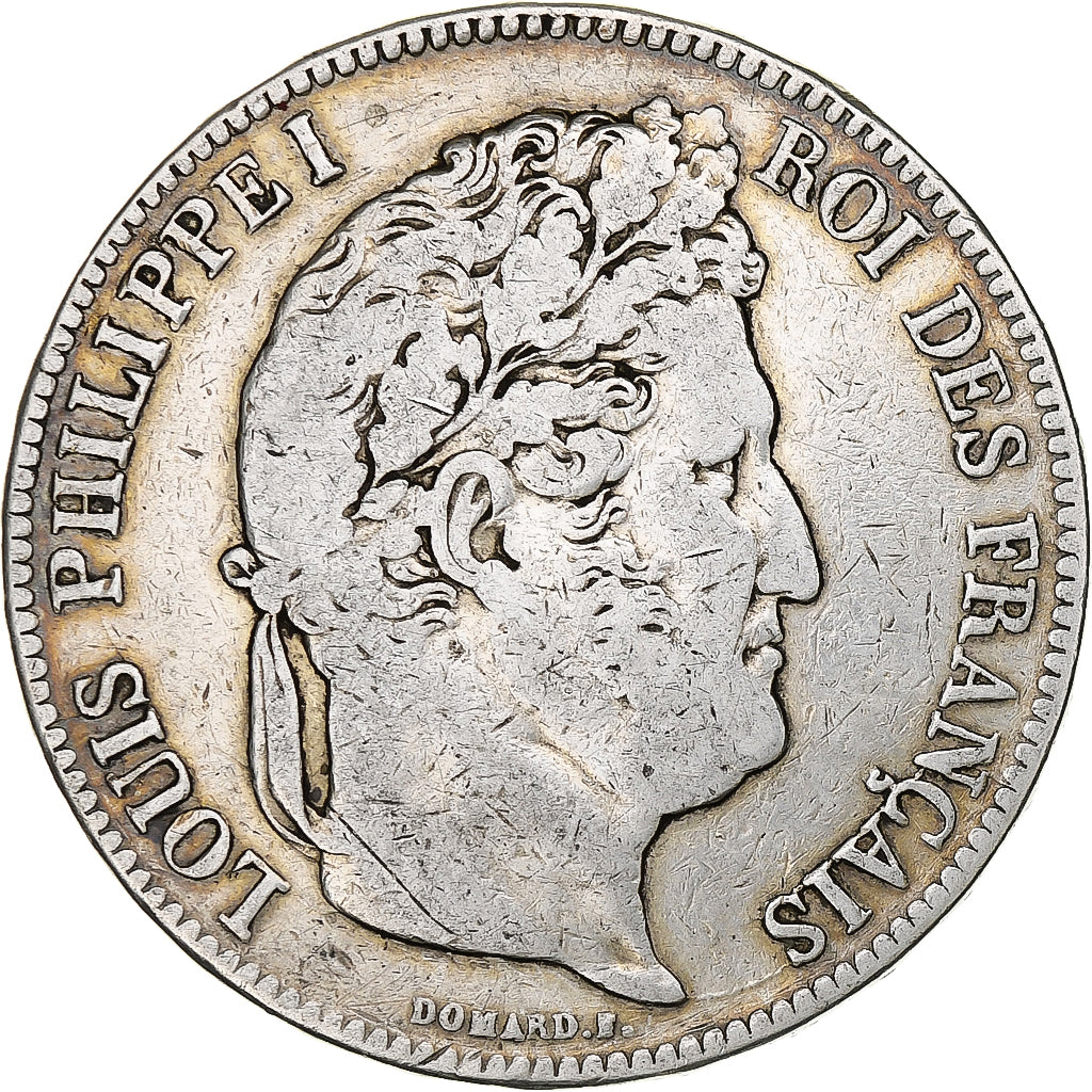 Moneda, Francia, Louis-Philippe, 5 Francs, 1835, Paris, BC+, Plata, KM:749.1