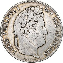 Moneda, Francia, Louis-Philippe, 5 Francs, 1835, Paris, BC+, Plata, KM:749.1
