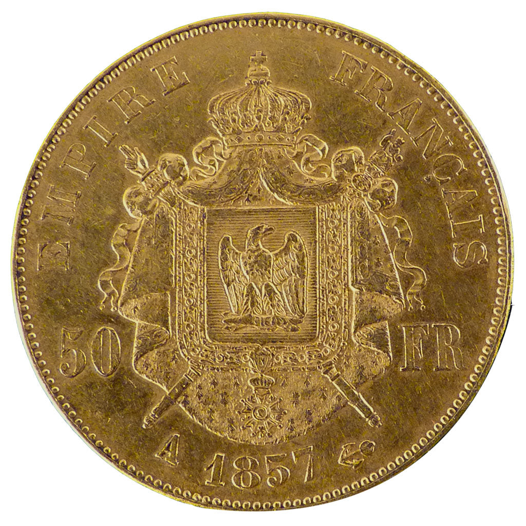 Francia, Napoleon III, Napoléon III, 50 Francs, 1857, Paris, BB+, Oro, Gadou...