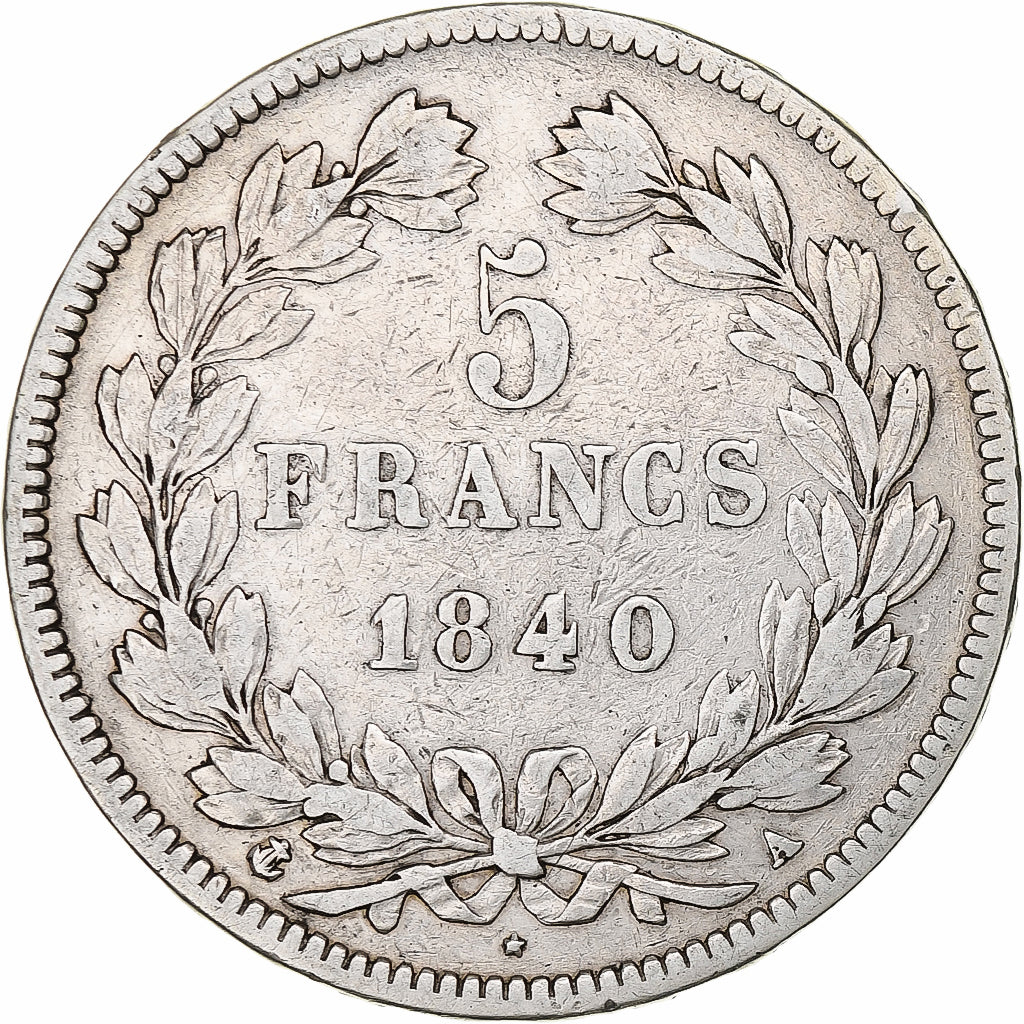 Coin, France, Louis-Philippe, 5 Francs, 1840, Paris, VF(30-35), Silver