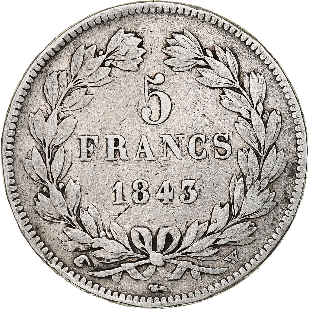 Coin, France, Louis-Philippe, 5 Francs, 1843, Lille, VF(20-25), Silver