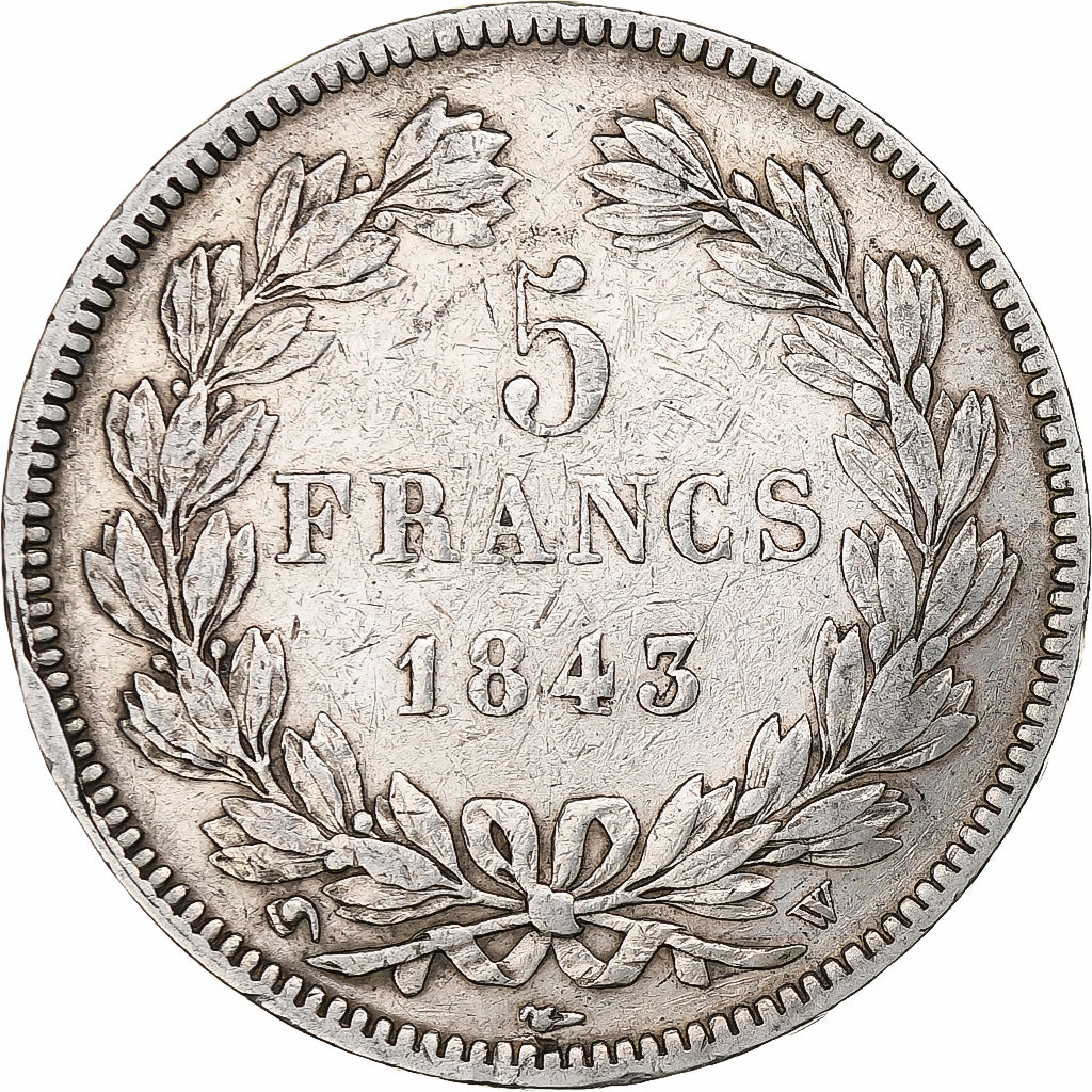 Coin, France, Louis-Philippe, 5 Francs, 1843, Lille, VF(20-25), Silver