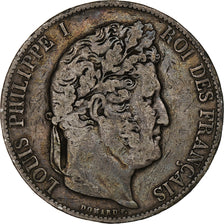 France, Louis-Philippe, 5 Francs, 1844, Lille, VF(20-25), Silver, KM:749.13