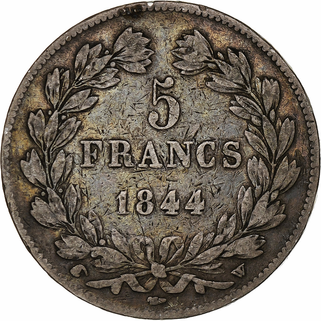 France, Louis-Philippe, 5 Francs, 1844, Lille, VF(20-25), Silver, KM:749.13