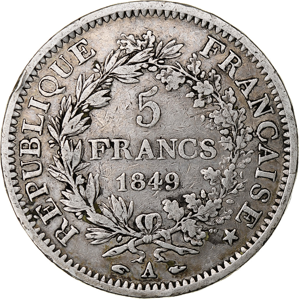 France, 5 Francs, Hercule, 1849, Paris, Silver, VF(30-35), Gadoury:683, KM:756.1