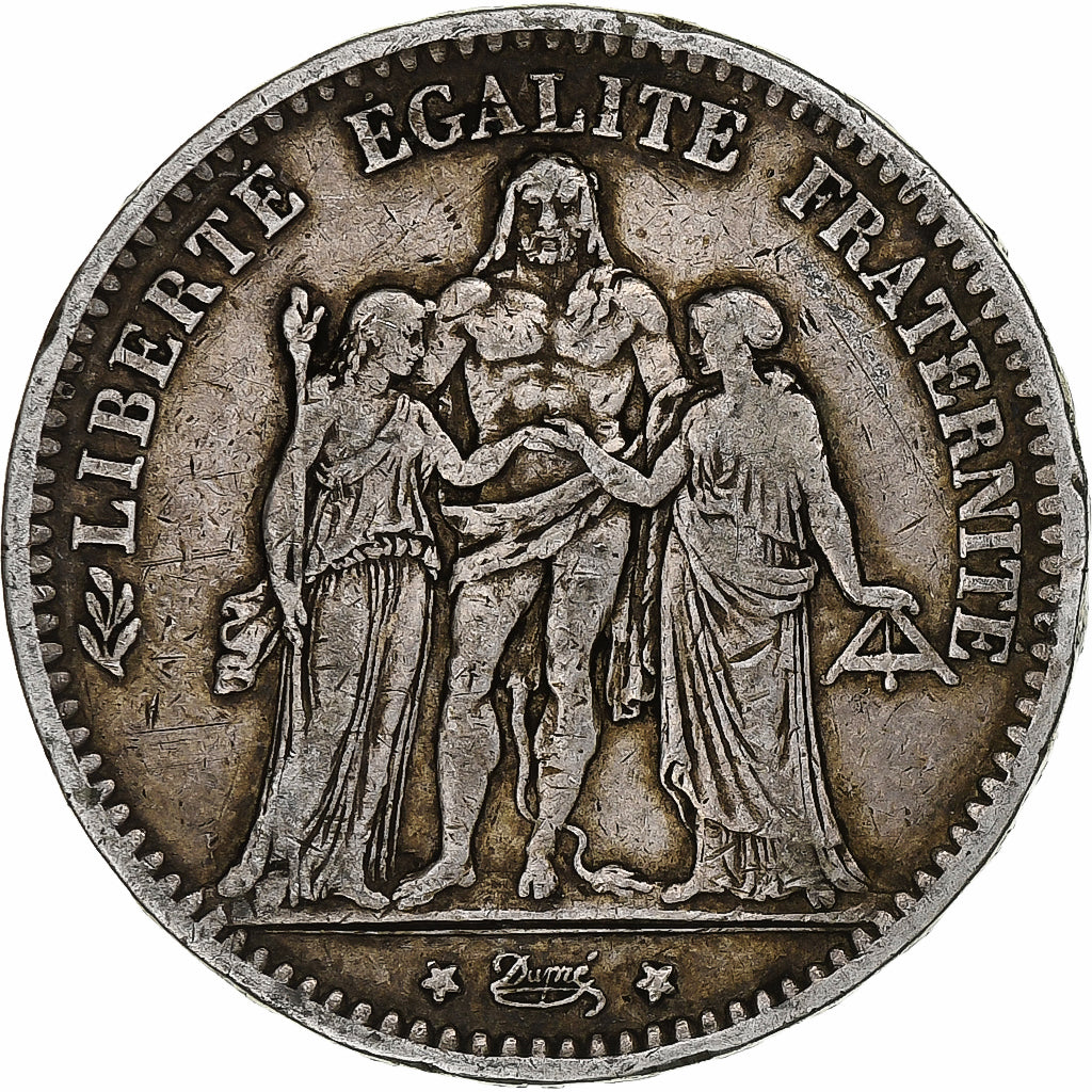 Frankreich, 5 Francs, Hercule, 1875, Bordeaux, Silber, S, Gadoury:745a, KM:820.2
