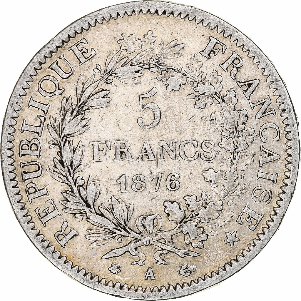 Coin, France, Hercule, 5 Francs, 1876, Paris, VF(20-25), Silver, KM:820.1