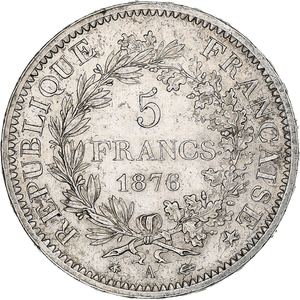 France, 5 Francs, Hercule, 1876, Paris, Argent, SUP, Gadoury:745a, KM:820.1