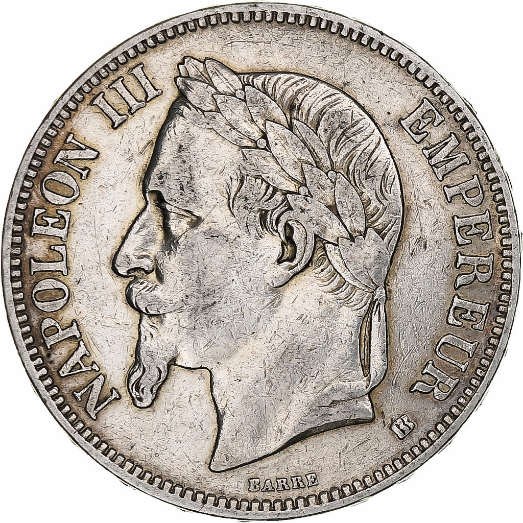 France, 5 Francs, Napoléon III, 1869, Strasbourg, Silver, VF(30-35)