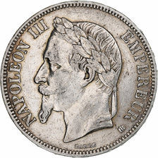 France, 5 Francs, Napoléon III, 1869, Strasbourg, Silver, VF(30-35)