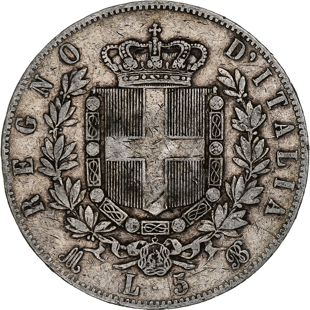 Monnaie, Italie, Vittorio Emanuele II, 5 Lire, 1871, Milan, TB, Argent, KM:8.3